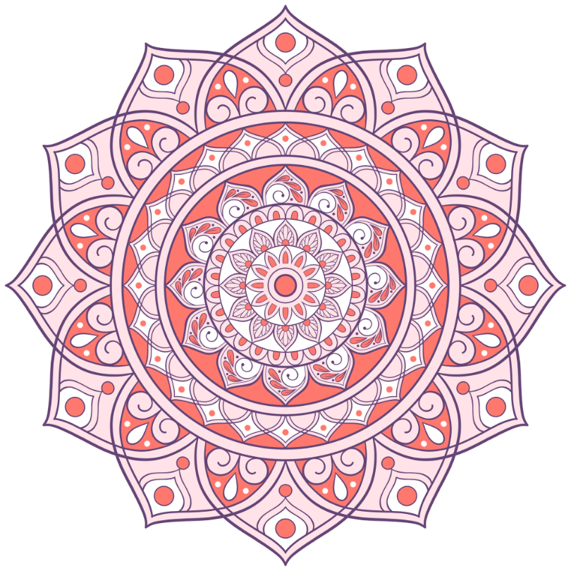 Soft Bloom Mandala by Amy Cohas – digital mandala art with intricate symmetrical patterns, flowing curves, and detailed linework. Available as prints, stickers, and more.