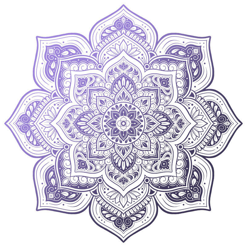 Aster Mandala by Amy Cohas – digital mandala art with intricate symmetrical patterns, flowing curves, and detailed linework, available as prints, stickers, and more.