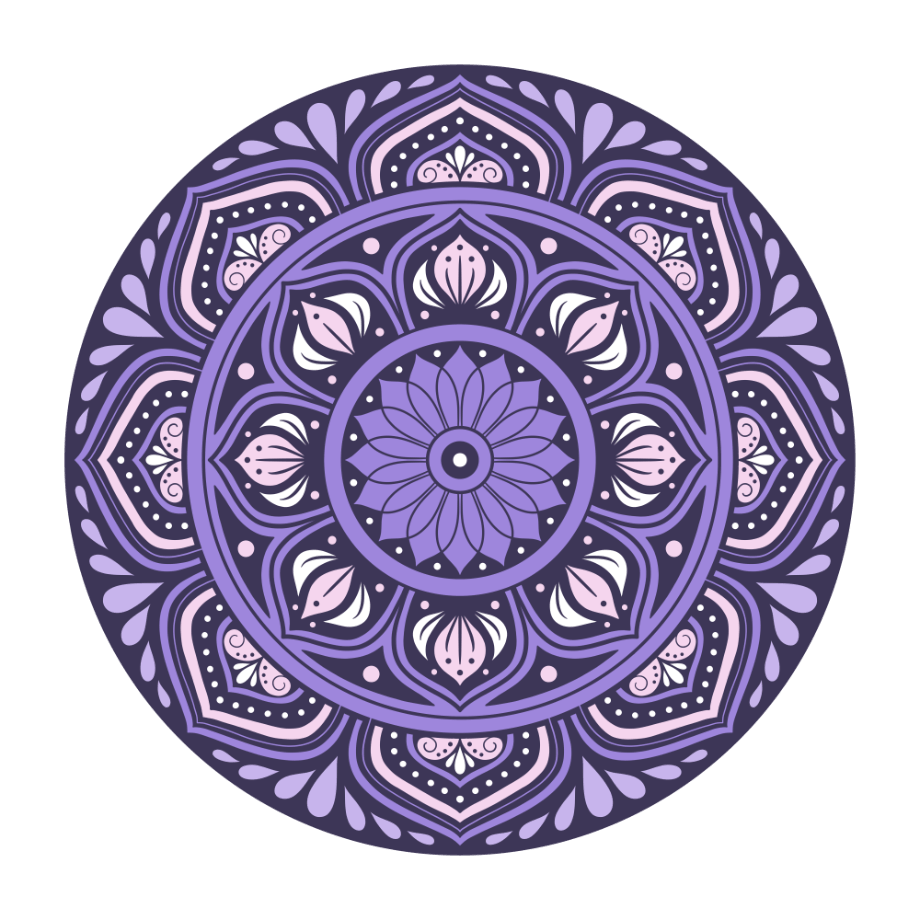 Quiet Symmetry Mandala by Amy Cohas – digital mandala art with intricate symmetrical patterns, flowing curves, and detailed linework. Available as prints, stickers, and more.