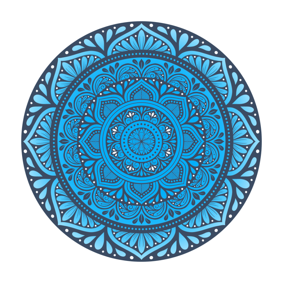 Serene Geometry Mandala by Amy Cohas – digital mandala art with intricate symmetrical patterns, flowing curves, and detailed linework. Available as prints, stickers, and more.
