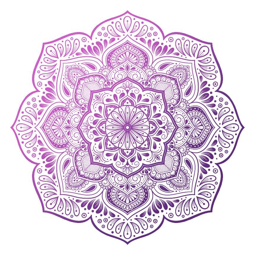 Halo Mandala by Amy Cohas – digital mandala art with intricate symmetrical patterns, flowing curves, and detailed linework. Available as prints, stickers, and more.