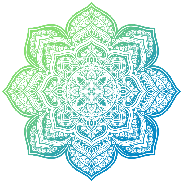 Elowyn Mandala by Amy Cohas – digital mandala art with intricate symmetrical patterns, flowing curves, and detailed linework. Available as prints, stickers, and more.