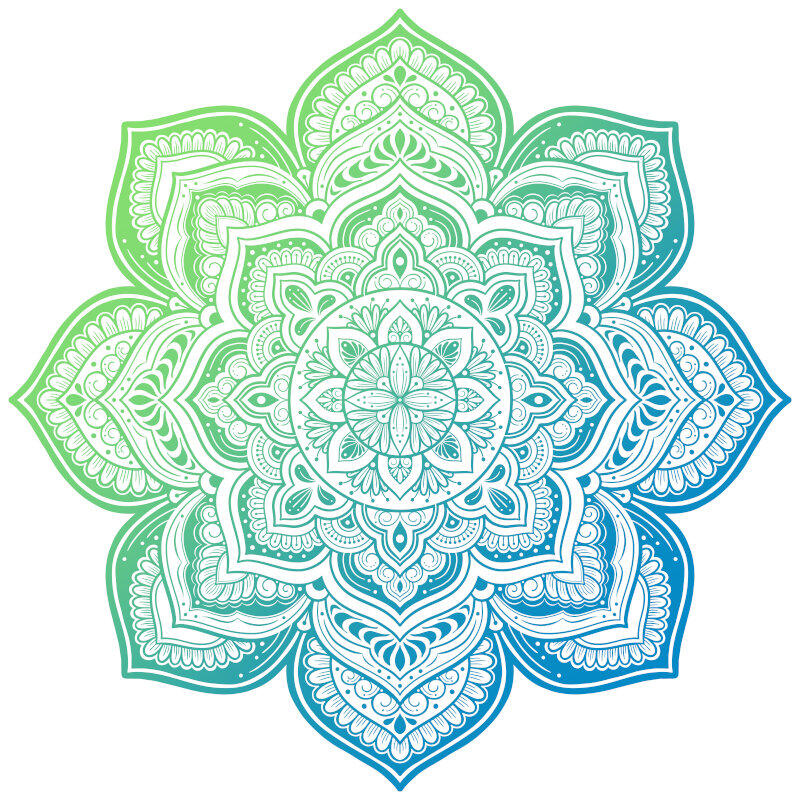 Elowyn Mandala by Amy Cohas – digital mandala art with intricate symmetrical patterns, flowing curves, and detailed linework, available as prints, stickers, and more.